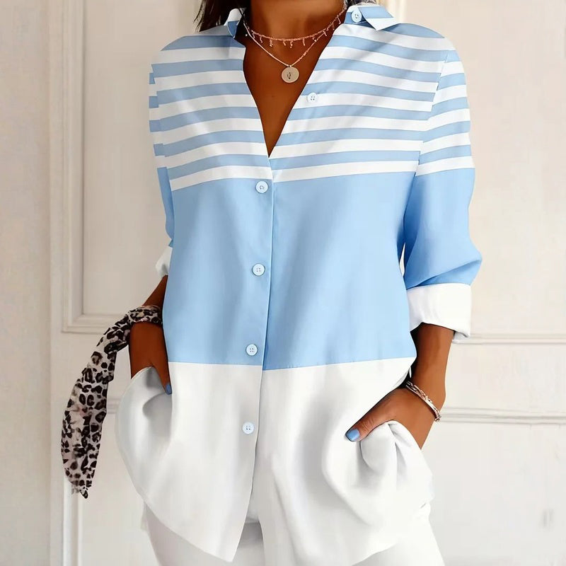 【Long Sleeve】Casual Striped Blouse
