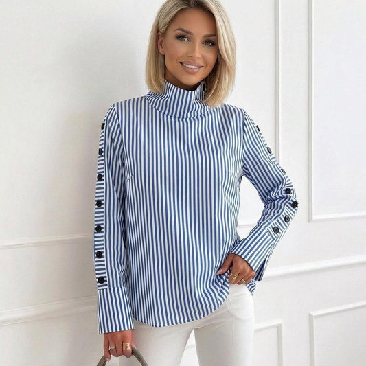 Sablelle Blue Striped High Neck Top