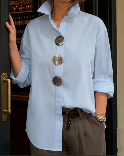 Oversized Blouse with Metallic Buttons