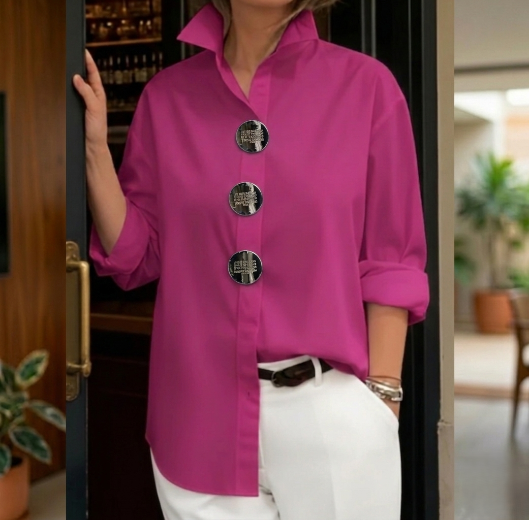 Oversized Blouse with Metallic Buttons