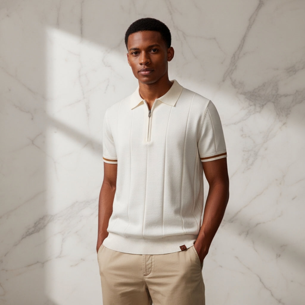 EROS | Tipped Cuff Zip Polo Shirt