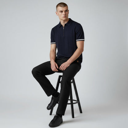 EROS | Tipped Cuff Zip Polo Shirt